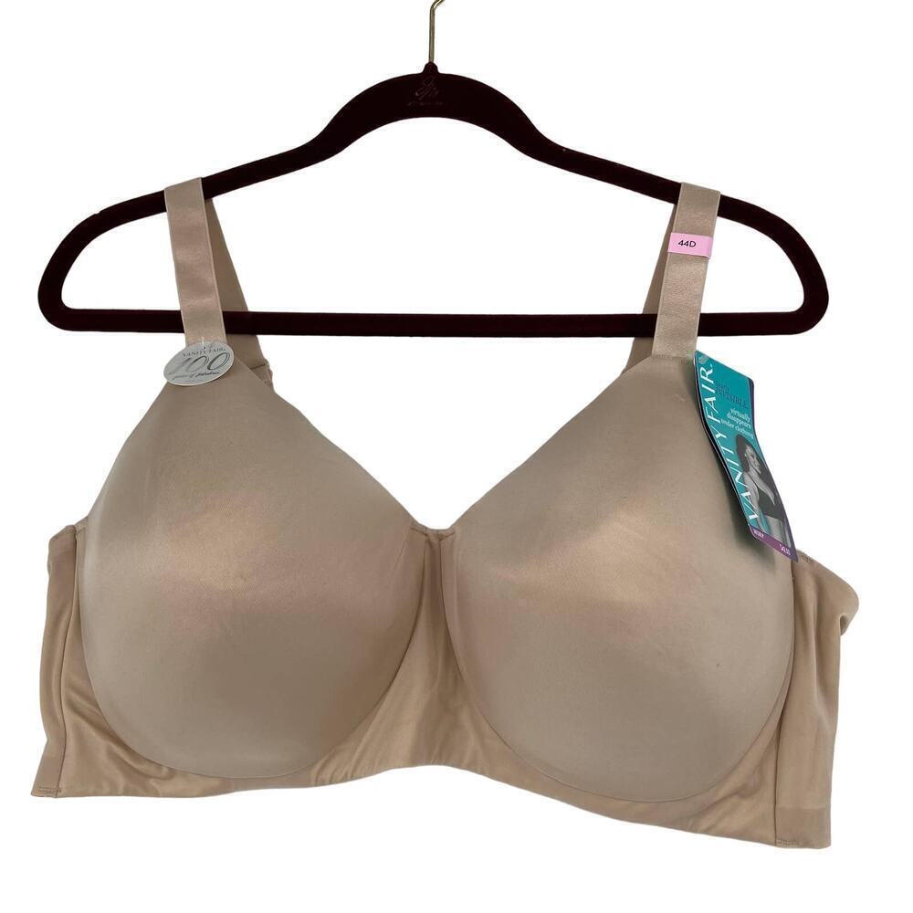 Vanity‎ Fair Full Figure Bra Size 44D Nude Beige Nearly Invisible Lightly Lined